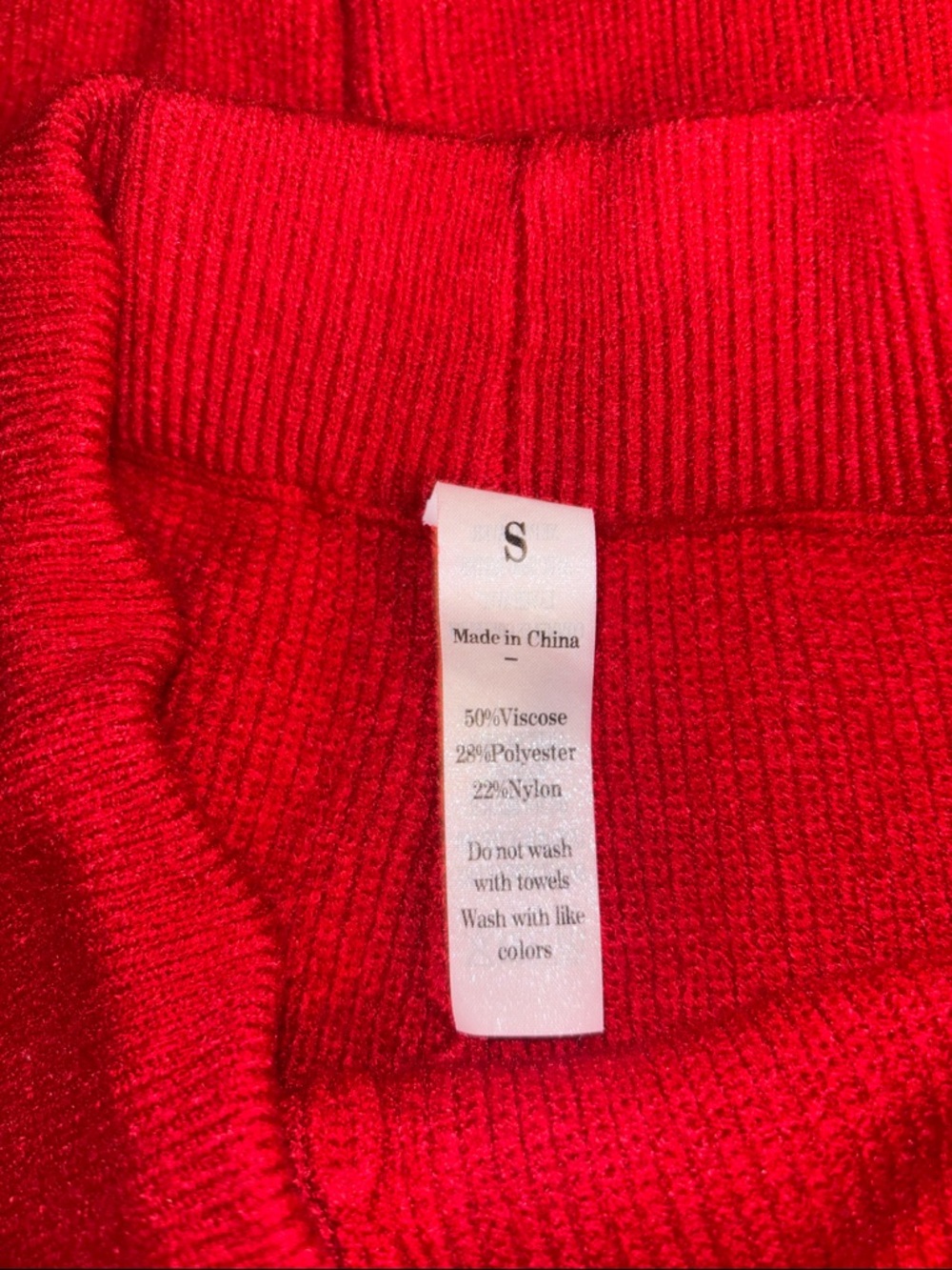 Red Wide-Leg Knit Pants with Drawstring - Picture 2 of 6